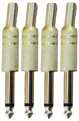 4 Lot Vanco PP18GX Gold Tone Metal Plug 1/4  Threaded Audio Adapter