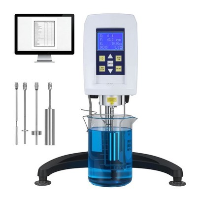 Digital Rotary Viscometer: 10 2,000,000 cP, ±2%, 4 Spindles, LCD, RS232