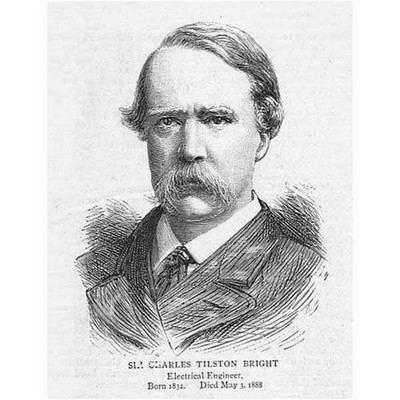 Sir CHARLES TILSON BRIGHT britischer Elektroingenieur - antiker Druck 1888