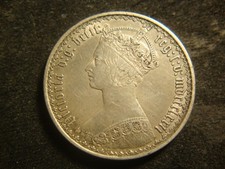 1872 XF AU Nice Queen Victoria Great Britain Silver Gothic Florin