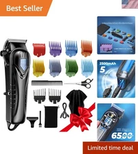 All-in-One Hair Clipper Set with Carbon Blades, Scissors & Cape - Perfect Gift