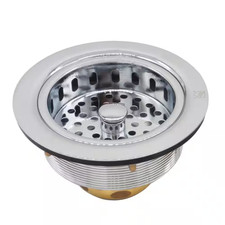 3-1/2 In. Brass Post Basket Strainer in Polished Chrome