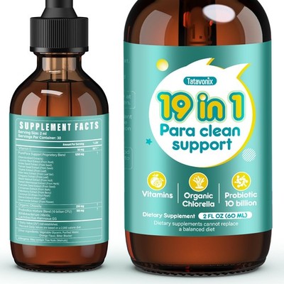 TATAVONIX Parasite Cleanse Drops for Humans & Kids   Herbal Gut Cleanse & Det...