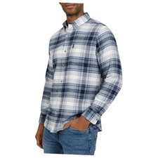 Men's Classic Fit Long Sleeve Button Down Stretch Flannel Medium Blueberry