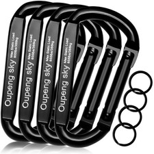 4pcs Heavy Duty Carabiner Clips w/ Key Rings 3" Compact D-Ring Clips Matte black