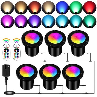 Low Voltage Color Changing Landscape Lighting Kit, 36W 6-in-1 RGBW Ground Lig...