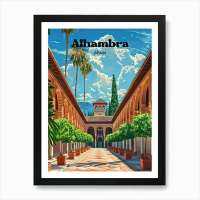 Alhambra Spanien 9 Reiseposter 3 4 gerahmtes Wandbild Poster Leinwanddruck Bild