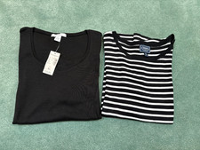 Dressbarn & Chaps, Short Sleeve Tees, Black, B&W Striped, Lot 2 tees, Size: XL