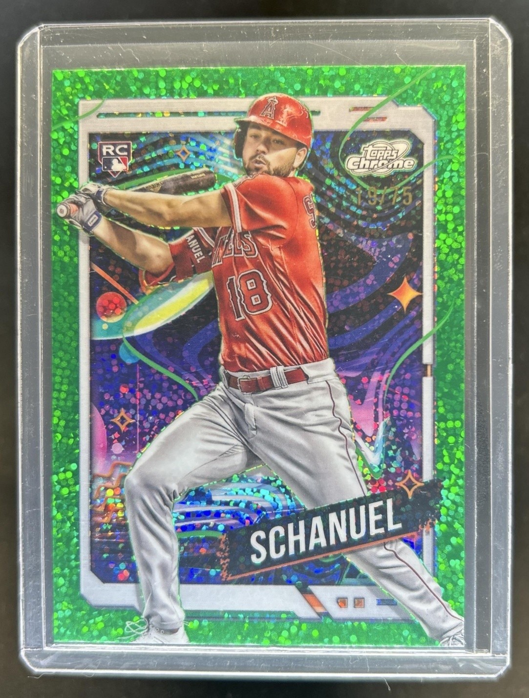 2024 Topps Cosmic Chrome Nolan Schanuel RC Green Space Dust Refractor #/75