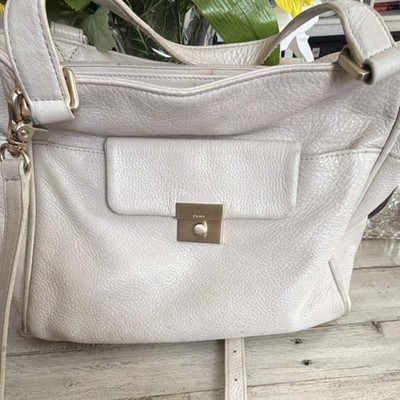 DKNY Ivory Pebbled Shoulder Bag Gold Hardware Detachable Adjustable Strap