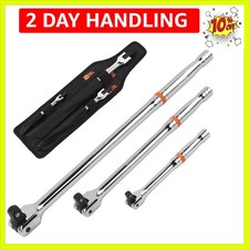 3-Piece Breaker Bar Set with 180  Rotatable Head, 1/4'', 3/8'' and 1/2'' Driv...