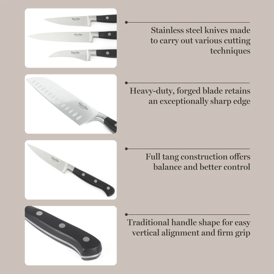 Carverton 15 Piezas Alto Carbono Acero Inoxidable Cubiertos Cuchillo de Cocina Bloque Se... Foto 4 de 4