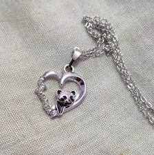 Cute Heart Shape CZ Stone Pendant Necklace with Chain in Silver Plated for Love