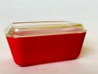 Pyrex 1.5 Pint Refrigerator Dish Red Ovenware Ribbed Lid Vintage Fridgie 502 10