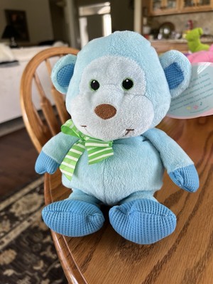 FIRST & MAIN HAPPY BLUE MONKEY PLUSH LOVEY STUFFED ANIMAL BABY TOY SOFT 8'' EUC