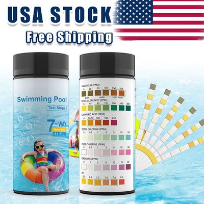 #ad 7 Way Pool Test Strips 100 Strips Spa Test Strips for Hot Tub for pHHardness $10.39