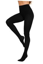 Tights For Women 80D Soft Semi Opaque Solid Color High Waist Medium 01-black