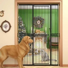 74.8" Extra Tall Pet Gate, 29.5"-51.6" Extra Wide Cat Gate Black