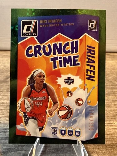 Kiki Iriafen 2025 Panini WNBA Donruss Crunch Time Green Fireworks /399 RC #20