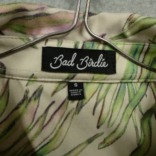 Bad Birdie Polo Shirt Mens Small Green Palm Floral Print Performance Golf - Picture 4 of 9