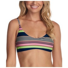 Raisins Laguna Bra Bikini Top Navy Multi Stripe Scoop Neck XL C710587 NWT