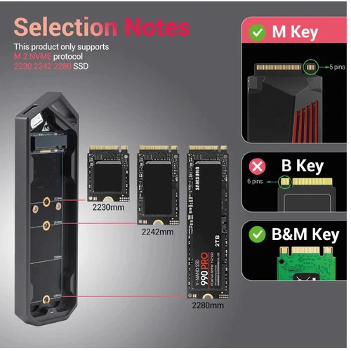 Boîtier SSD M.2 NVMe - USB 3.2 Gen2 (10 Gbps) PCI-E M.2 - Support UASP
