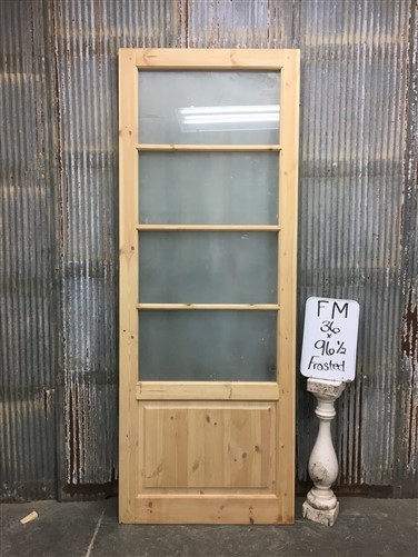 French Single Door (36x96.5) 4 Pane Frosted Glass European Styled Door FM16