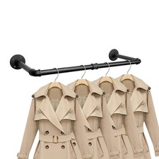 Industrial Pipe Clothes Rack Wall Mounted Heavy Duty Garment Hanging Bar