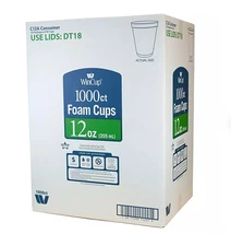 WinCup Foam Drink Cups White 12 Ounce Capacity, 1000 Count Box