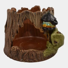 Ephraim Faience 2022 Hand Made Pottery Seeking Shelter Lantern Frog Ceramic Vase