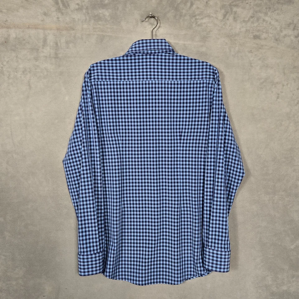 Mizzen + Main Shirt Mens Medium Leeward Trim Fit blue gingham check L/S USA MADE - Image 3 of 4