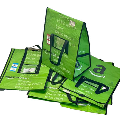 8-Bags Amazon Fresh Reusable Foldable Green Tote 15×10×20 Storage Moving Picnic