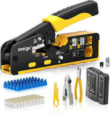 Cat7 RJ45 Crimping Tool, Cat 7 Cat6 Cat5 Pass through Ethernet Crimping Tool Kit