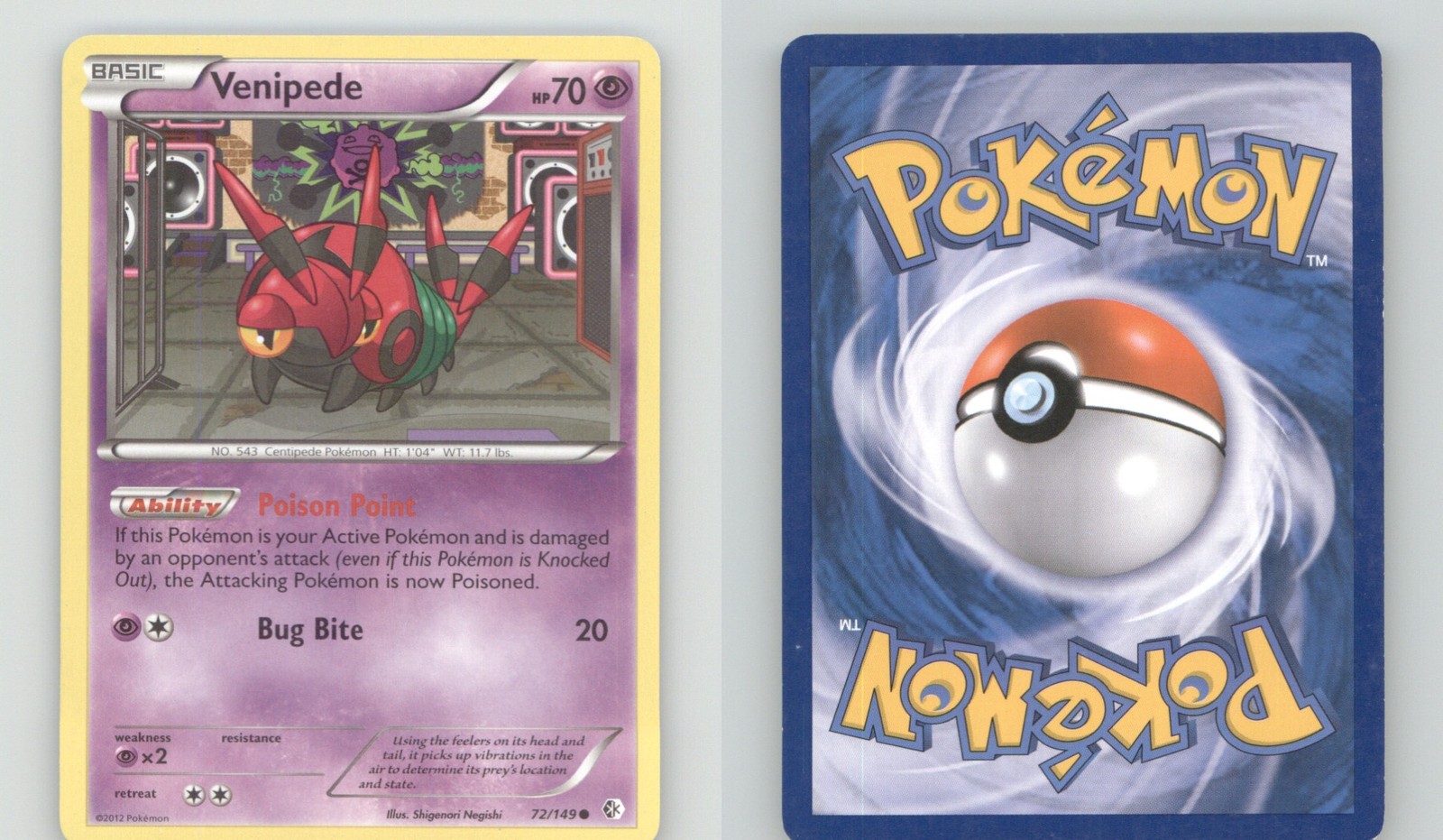 VENIPEDE 72/149 COMMON BOUNDARIES CROSSED POKEMON LIGHTLY PLAYED