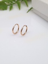 Plain Gold Huggie Hoop Earrings Sterling Silver 925 Women 11mm/9.8mm x0.6mm THIN