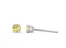 Yellow Moissanite Screwback Stud Earrings 925 Silver 3mm