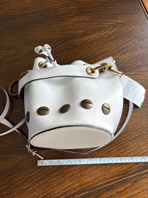 ISADORA leather shoulder  Bag / white/Made in Italy /Brass Buttons Rings 8 x7 