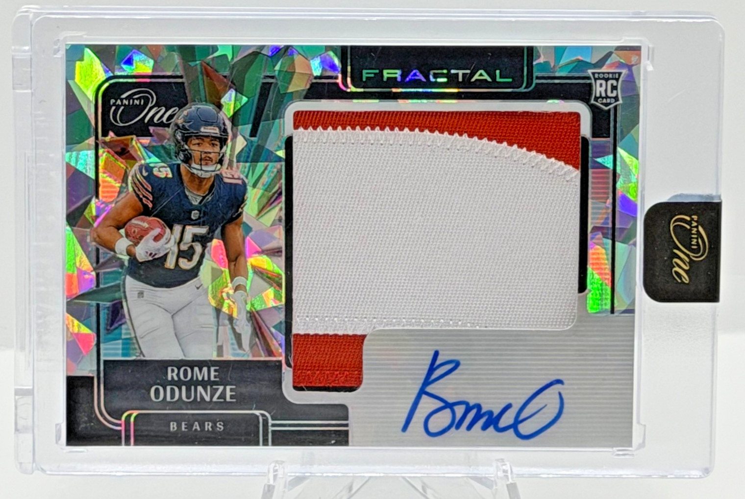 2024 Panini One Rome Odunze Fractal Rookie Patch Auto Silver Ice RPA /50 🔥🔥