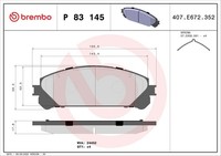 Brembo Bremsbelagsatz Scheibenbremse Prime P 83 145 FüR Toyota Lexus NX RX RAV 5