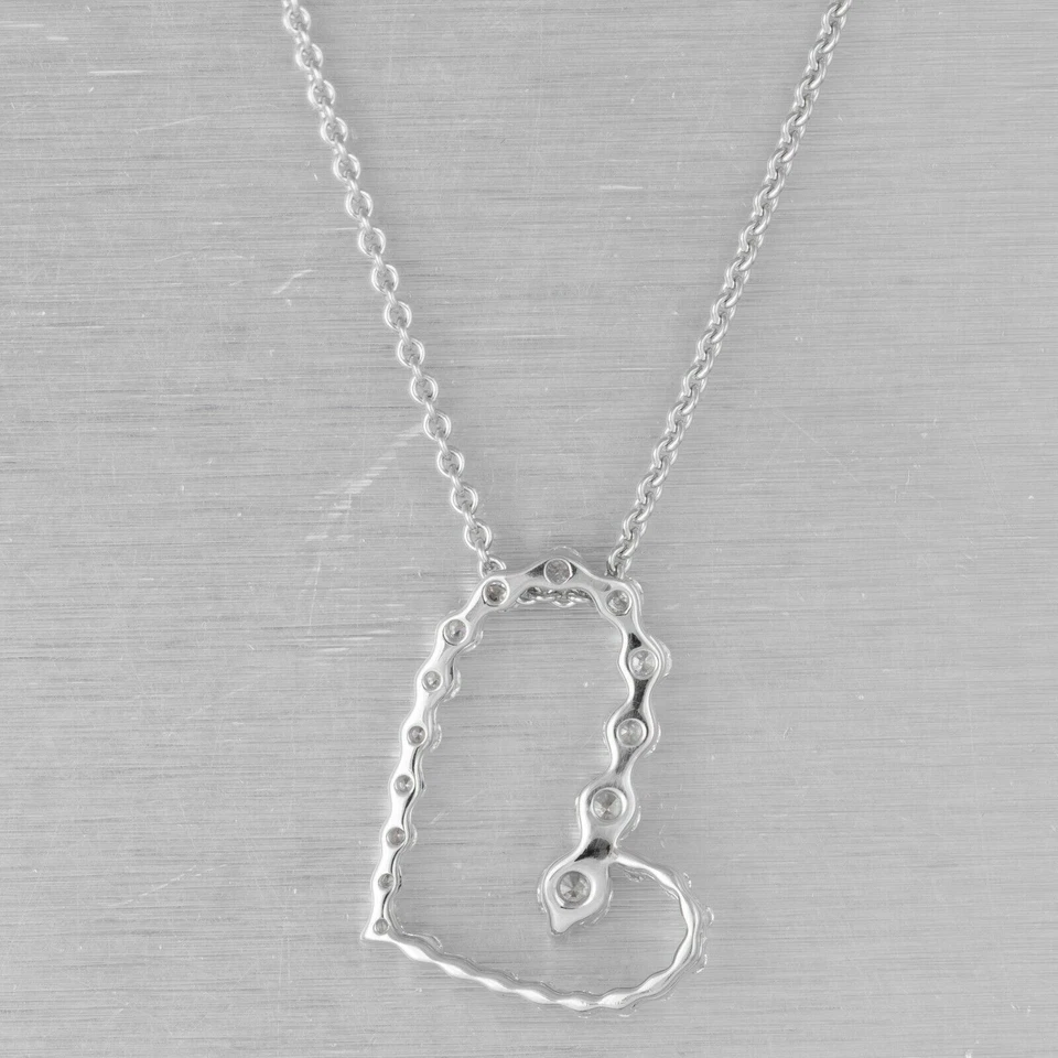 Collar corazón graduado asimétrico diamante oro blanco 18k Movado 0,60 ctw 16" Foto 3 de 4