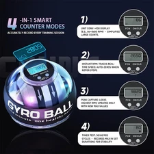 WRIST POWER GYRO BALL Hand Forearm Strengthener Trainer Force Balls Auto-Start