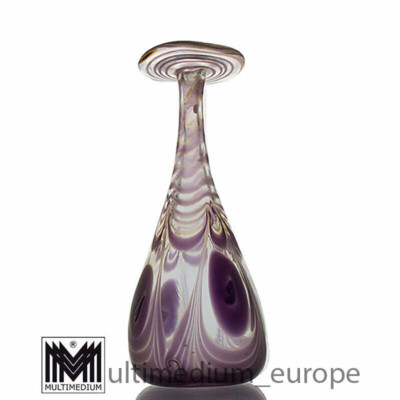 Eisch Glas Vase lila violett Ritz Signatur Kunstglas 1988