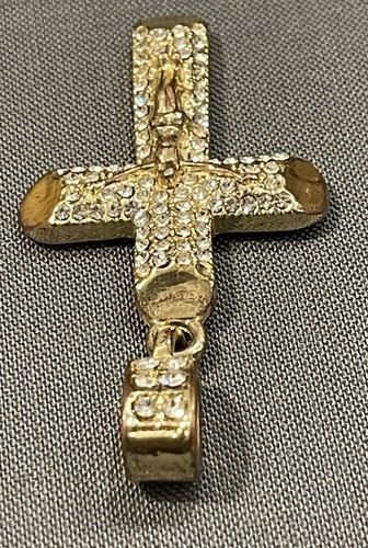 Fashion Cross Pendant Goldstone And Rhinestone Large Bale - Picture 4 of 5