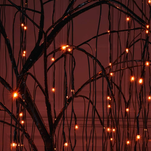 7 FT Halloween Lighted Willow Tree 256 LED Orange Lights Artificial Weeping Will - Picture 5 of 6