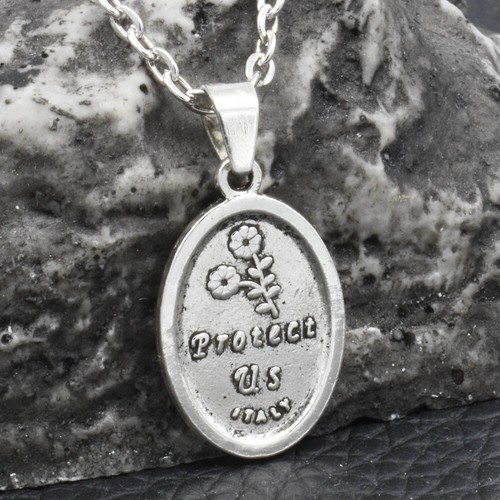 Collar colgante de cadena de 18" medalla de plata ovalada Saint St Christopher Protect Us - Imagen 6 de 12
