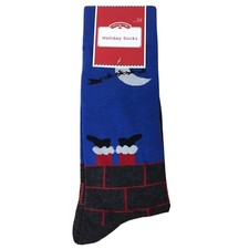 Holiday Time Santa In Chimney Socks Size 6-12 Men  s Crew New Tags AR216