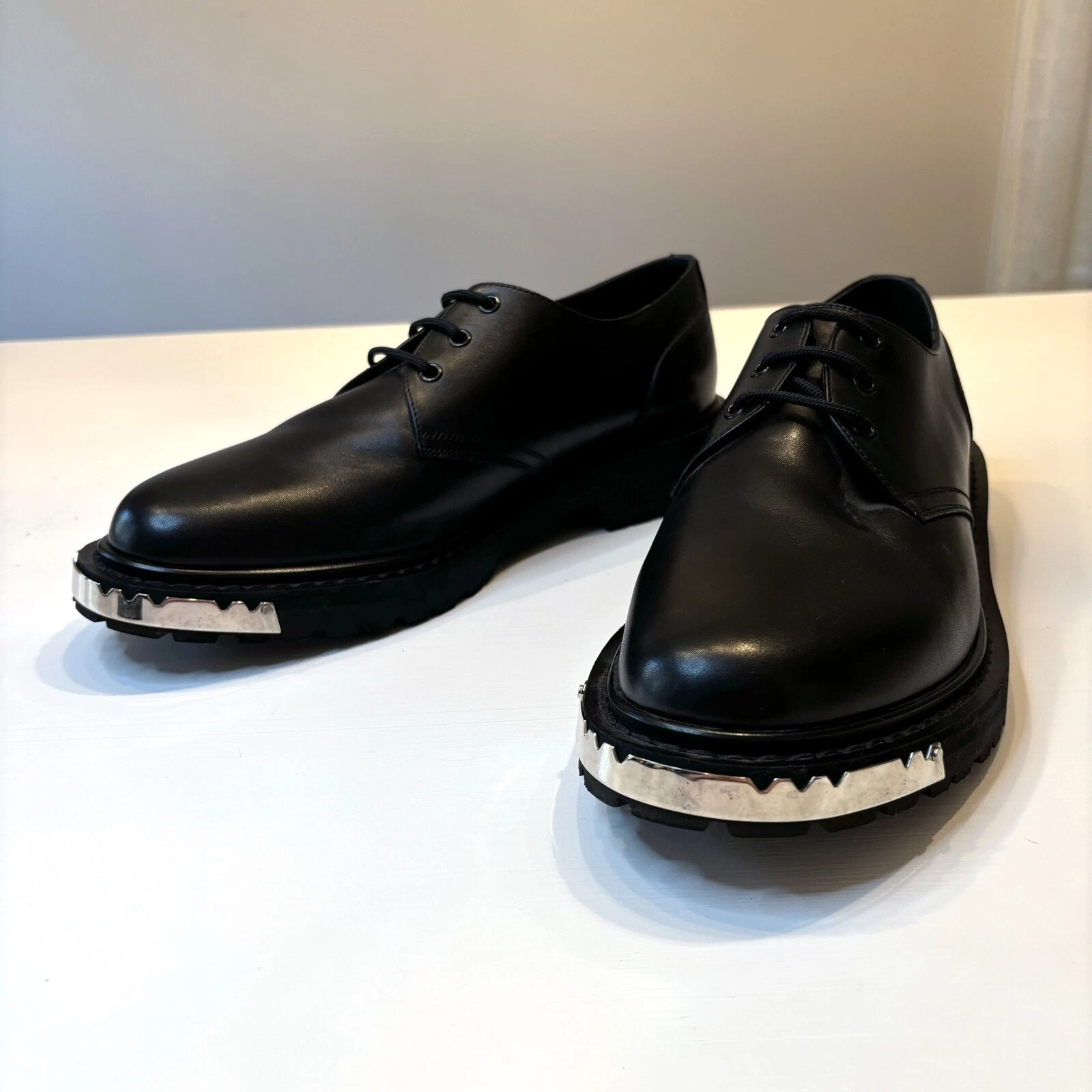 Scarpe derby da uomo Celine Paris Homme Ranger in pelle nera nuove senza etichette taglia EU 46 US 13