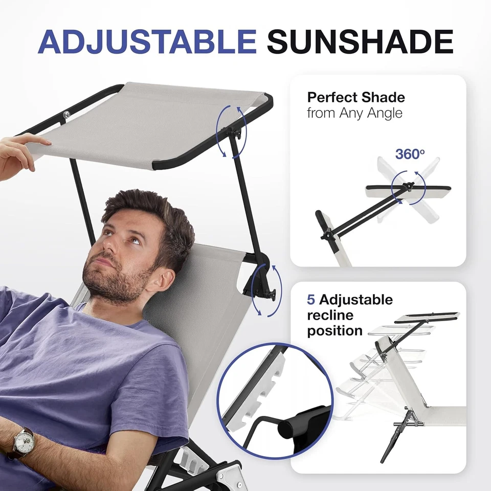 Comfysure折叠户外休闲椅带顶篷霜 — 第 4/4 张图片