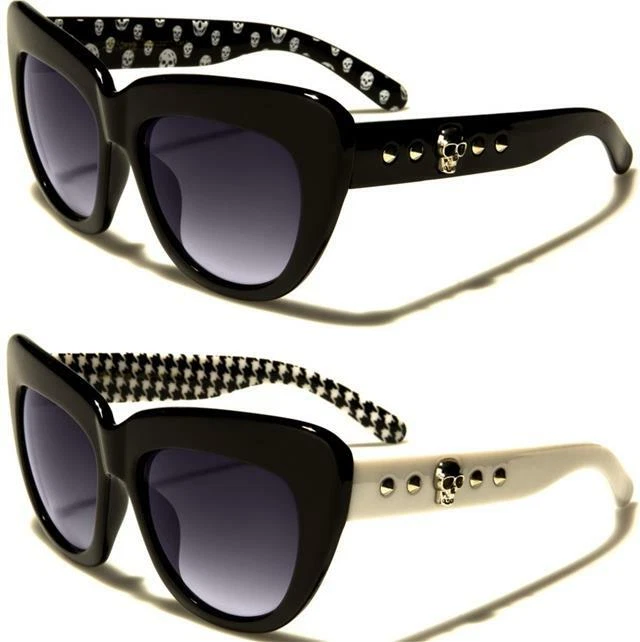 WOMEN S SKULL GOTHIC SUNGLASSES BUTTERFLY DESIGNER LARGE BLACK EMO BIG LADIES
