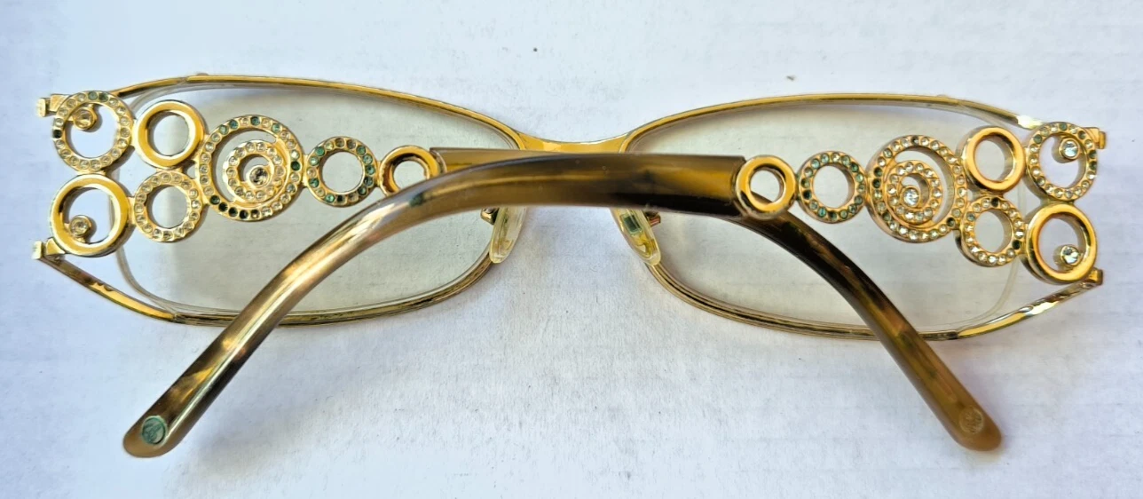 Vintage Chopard VCH 620S Eyeglasses Frames 23KT G Plate & Crystals 54/14 135
